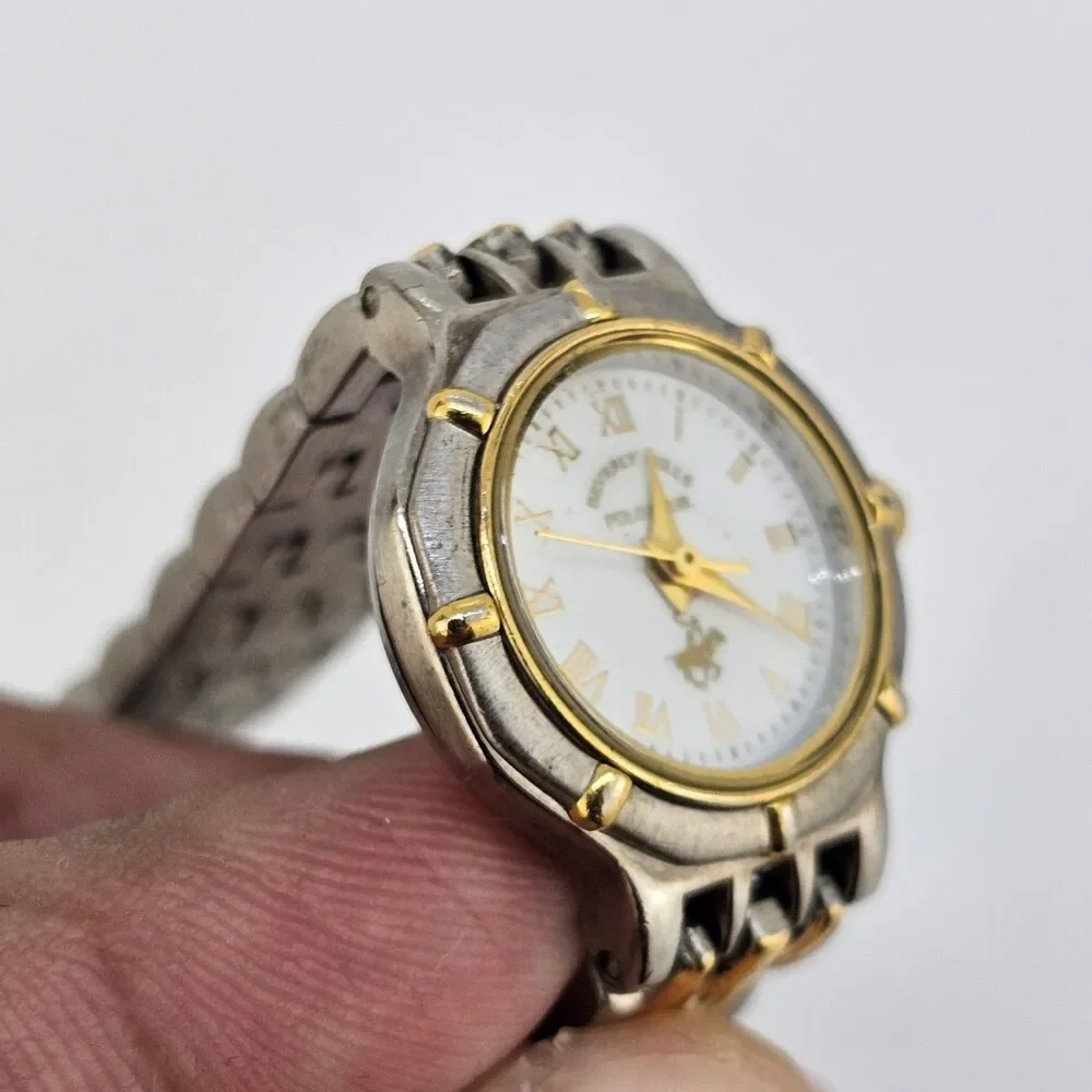 Beverly Hills Polo Club Watch Women 22MM White Dial Two Tone Band 6